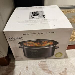 Bella Cucina 4 Quart Oval Slow Cooker NEW